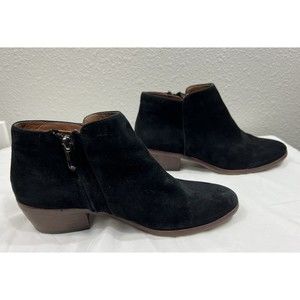 Sam Edelman Petty Ankle Boot Bootie Black Suede Boho Bootie Zip Size 7M